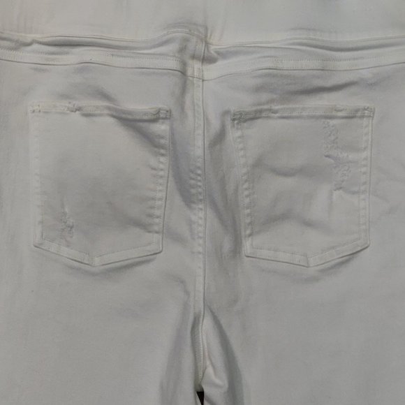 Spanx Pull On White Distressed Skinny Jeans With Frayed Ankle SIZE XL - Picture 5 of 6